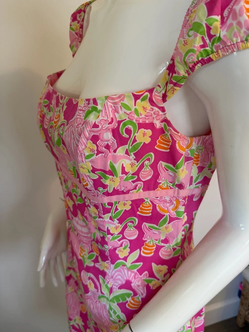 Vintage Lilly Pulitzer white label Umbrella Jungle print dress Size 10 - Picture 3 of 7